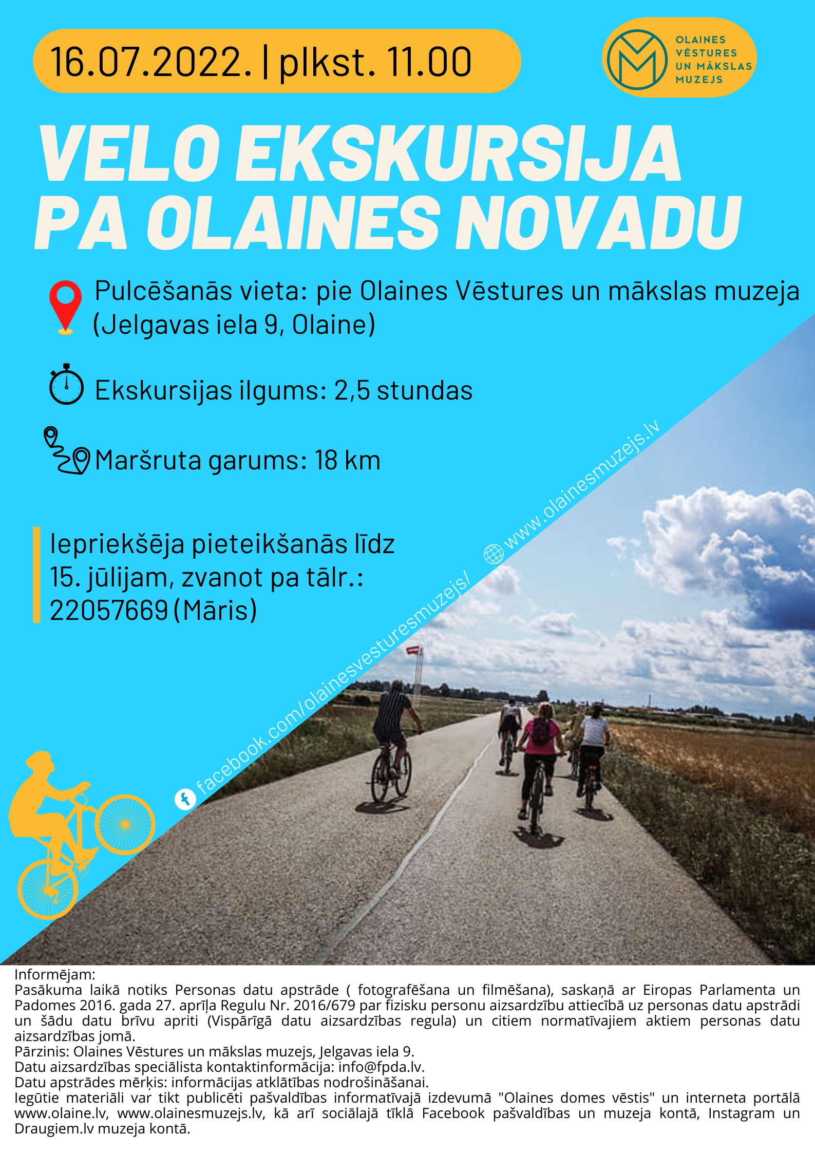 Veloekskursijas pa Olaines novadu plakāts