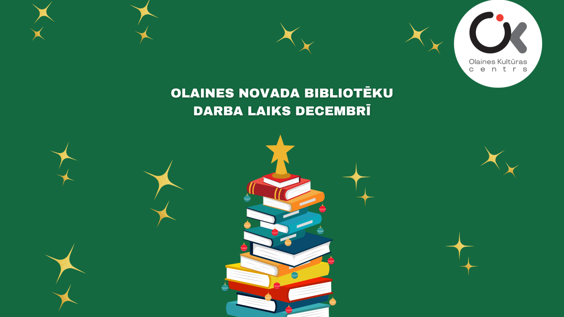 Olaines novada bibliotēku darba laiks decembrī 